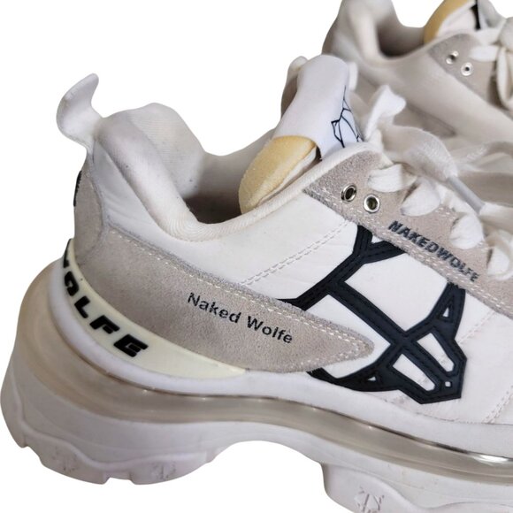Naked Wolfe Fighter Chunky Platform Sneakers in White 8 - Picture 3 of 12